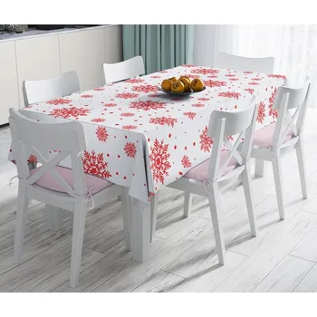 ubrus Vánoční ubrus s příměsí bavlny Minimalist Cushion Covers Red Snowflakes, 140 x 180 cm ID_1387057