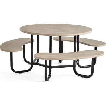 Pohovka Stůl s lavicemi OCTO, černá konstrukce, jasan