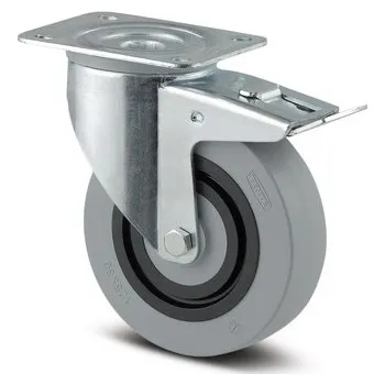 Pojezdové kolečko Alpha TENTE Kolečko pro transportní zařízení 100mm, s brzdou, plotýnka, 3477HUR100P62 šedé