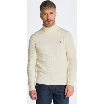 Pánský svetr ROLÁK GANT COTTON CABLE TURTLE NECK CREAM