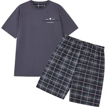 Pánské pyžamo Letní pánské pyžamo Wolf S2475C modrošedé