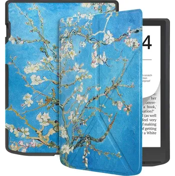 Pouzdro na čtečku elektronické knihy ARMORI STANDER S194, pouzdro se stojánkem Origami pro Pocketbook 743 G/C/K3 (InkPad4, Color 2, Color 3) - motiv Blue Garden + BONUSY