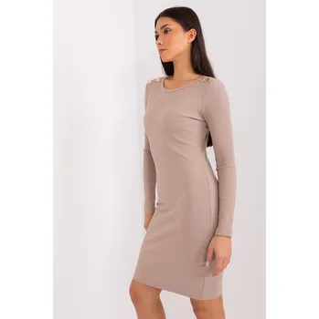 Dámské šaty BASIC FEEL GOOD Žebrované šaty s knoflíčky tmavě béžové Velikost: L/XL