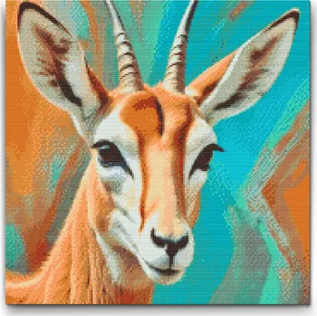 Diamantové malování Diamantové malování - Gazela v odstínech tyrkysové a oranžové Velikost: 50x50cm, Rámování: Pouze srolované plátno, Diamanty: Čtvercové