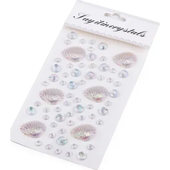 Samolepící dekorace Samolepicí mušličky AB efekt bílá 1karta