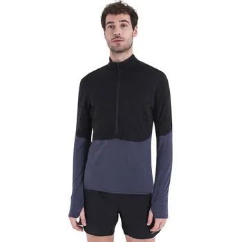 Pánská móda Pánská merino mikina ICEBREAKER Mens 200 Realfleece Descender LS Half, Black/Graphite velikost: XXL