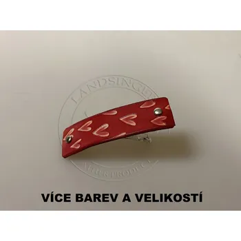 Kožená spona do vlasů - protáhlá srdíčka (MOŽNOST VÍCE BAREVNÝCH VARIANT / Leather hair clip – Elongated Hearts)