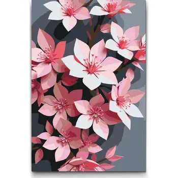 Malování podle čísel - Origami třešňové květy Velikost: 40x60cm, Rámování: Pouze srolované plátno