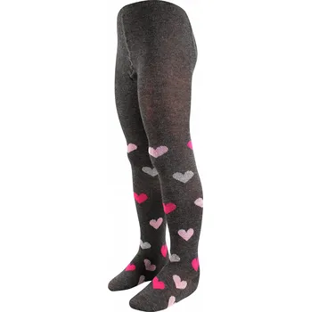 Punčocháčky punčocháče dětské Boma Max PK 39 tmavošedé s růžovými srdíčky velikost oblečení - děti: 110/116