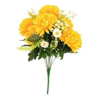 umělá květina Chryzantéma kytice s kopretinou žlutá X200/žlutá