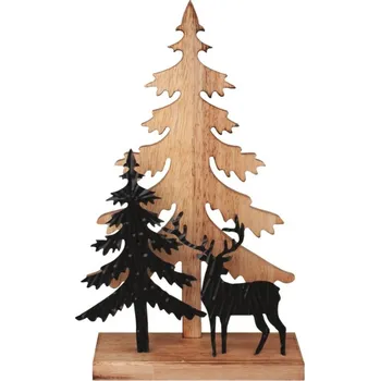 Dekorace les s jelenem z kovu na postavení 20 x 34 x 6 cm