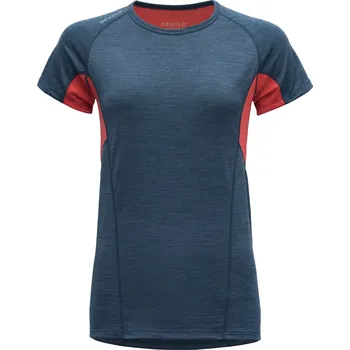 Devold Merino 130 RUNNING tričko s krátkým rukávem - dámské - oranžová/modrá Velikost: S