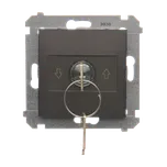 Simon 54 DWZK.01/46 Spínač žaluziový na klíč (přístroj s krytem), 3 polohový, řazení 1-0-2 hnědá metalizovaná