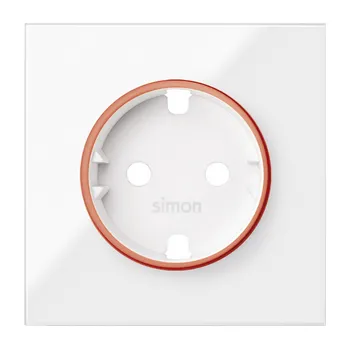 Elektrická zásuvka Simon 100 10000037-130 Kryt zásuvky Schuko s červeným okrajem bílá