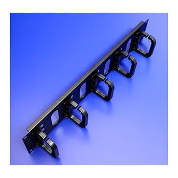 Serverovna 19" vyvazovací panel 2U, jednostranný, plastové třmeny 60x80mm, černý