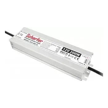 Napájecí zdroj pro osvětlení Napájecí zdroj 200W 16,67A 12VDC pro LED zdroje a LED moduly profesionální IP67 226x65x35 mm Scharfer *SCH-200-12