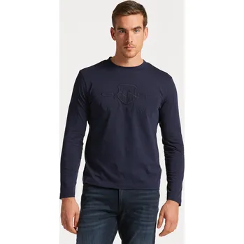Pánské tričko TRIČKO GANT REG TONAL SHIELD LS T-SHIRT EVENING BLUE
