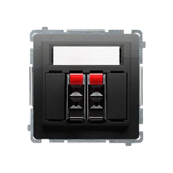 Elektrická zásuvka Simon Basic BMGL3.01/49 Zásuvka reproduktorová 2 násobná (přístroj s krytem), s popisným polem černá matná