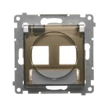 Elektrická zásuvka Simon 54 DKP2B.01/44A Kryt telefonní a datové 2 násobné zásuvky Keystone, IP44, plochý, s popisným polem zlatá metalizovaná
