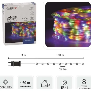 Vánoční dekorace Světelný řetěz - světelný had 500 LED micro 50m Vícebarevný