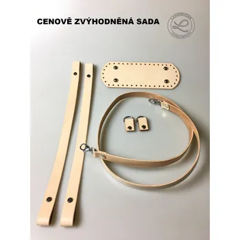 Kabelka Kožená sada na výrobu kabelky ( dno, ucha, popruh, poutka ) - přírodní barva ( CENOVĚ ZVÝHODNĚNÁ KOŽENÁ SADA / Leather handbag making set (base, handles, strap, tabs) – natural leather colour. )