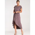 Dámské hnědé ležérní viskózové šaty M1041 Brown Velikost: S