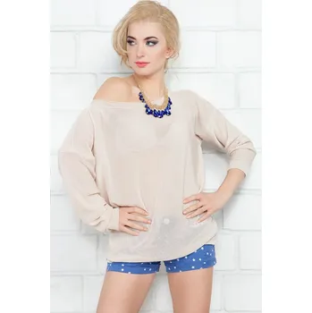 Dámské oblečení Lehounký svetr Fobya F174 béžový XL/2XL