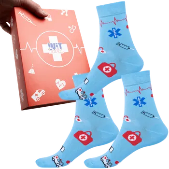 Pánské ponožky Dárkový set - Zdravotnictví modré- velikost 43-46 (Velikost 43-46)