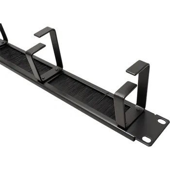 kabelová chránička Organizér kabelů ROLINE 19'' vyvazovací panel 1U, jednostranný, průchozí s kartáčem, 4 x třmen, černý