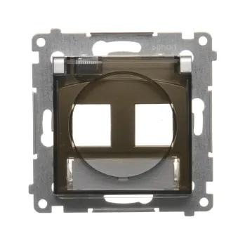 Elektrická zásuvka Simon 54 DKP2B.01/46A Kryt telefonní a datové 2 násobné zásuvky Keystone, IP44, plochý, s popisným polem hnědá metalizovaná