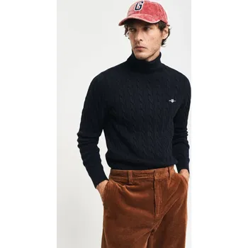Pánský svetr ROLÁK GANT COTTON CABLE TURTLE NECK EVENING BLUE