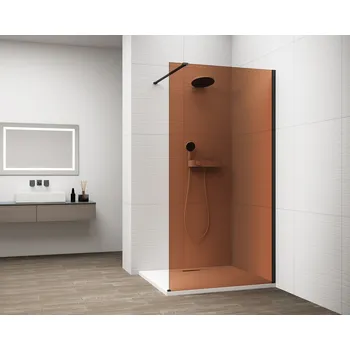 ESCA BLACK MATT jednodílná sprchová zástěna k instalaci ke stěně, sklo Marron, 700 mm