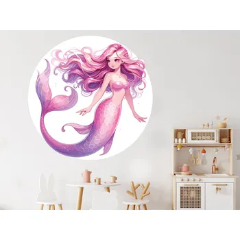 Samolepící dekorace Růžová mořská víla samolepka na zeď arch 20 x 20 cm