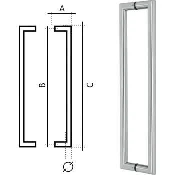 Eurolaton madlo na dveře 82 Provedení: kus (jednostranně), Rozteč: 250 mm/75 mm/25 mm, Montážní sada: dřevěné dveře