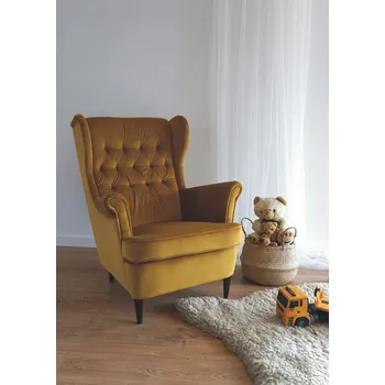 Křeslo MAMBA křeslo Prince sametová žlutá/wenge