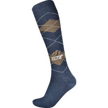 Waldhausen Jezdecké podkolenky ELT Karo, tm.modro-hnědé Barva: Tmavě modrá, Velikost: 43 - 45