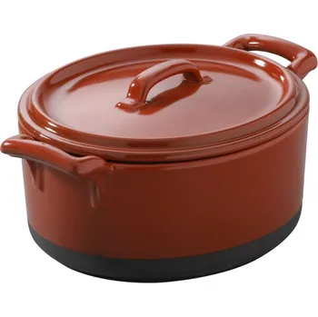 Hrnec Kastrůlek oválný s pokličkou 46,6 cl - červený