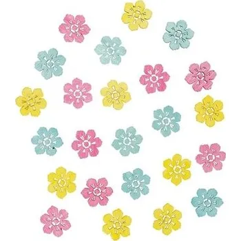 Dřevěné květy 2 cm, 24 ks 3921