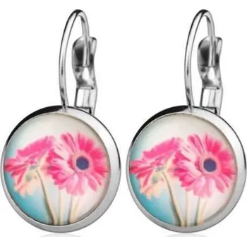 Náušnice Ocelové náušnice růžové gerbery