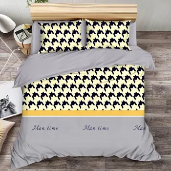 Povlečení Numberoplus Balvněné povlečení oboustranná, černobílá a šedá - Man time