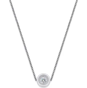 Náhrdelník Ocelový náhrdelník s bílým keramickým kolečkem a zirkonem