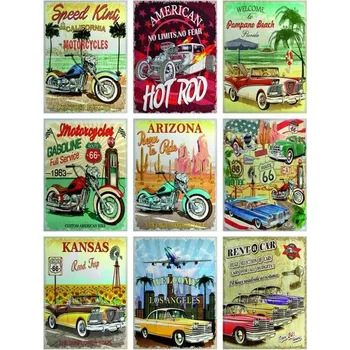Samolepící dekorace Samolepící dekorace AG Design F 1065 Retro motorky a auta, (65 x 85 cm)