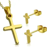 Zlacená souprava šperků z chirurgické oceli, křížky