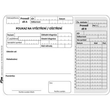 Poukaz na vyšetření / ošetření 06 - blok A5 100 listů