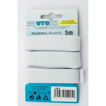 Textilní guma Pruženka - karta 5 m bílá (Pruženka - karta 5 m bílá - 55205)