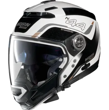 Helma na motorku Recenze Nolan N44 Evo Viewpoint N-Com Metal White M