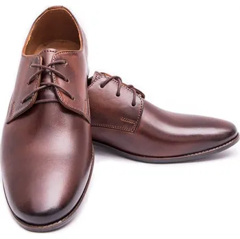 Chlapecké polobotky Chlapecké boty kožené společenské hnědé B1 30-38