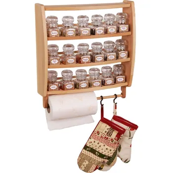 Drátěná police Polička na kořenky 709 - polička s osmnácti skleněnými kořenkami