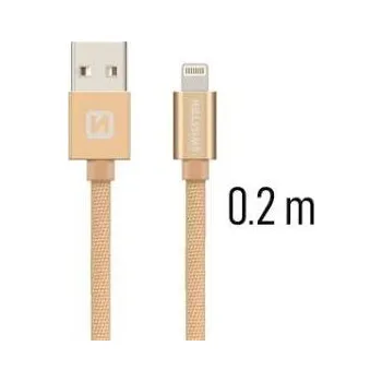 Datový kabel Swissten Datový kabel USB/lightning TEXTILE 0,2m zlatý Swissten Datový kabel USB/lightning TEXTILE 0,2m zlatý
