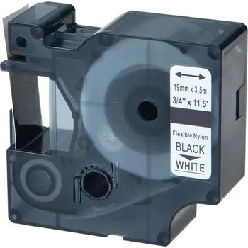 Pásek do tiskárny Kompatibilní páska s Dymo 18489 / S0718120, 19mm x 3, 5m černý tisk / bílý podklad, nylon flexi